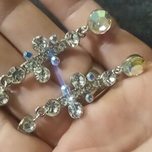 Opalescent crystal cut earrings drop AB/Clear all the rhinestone colors